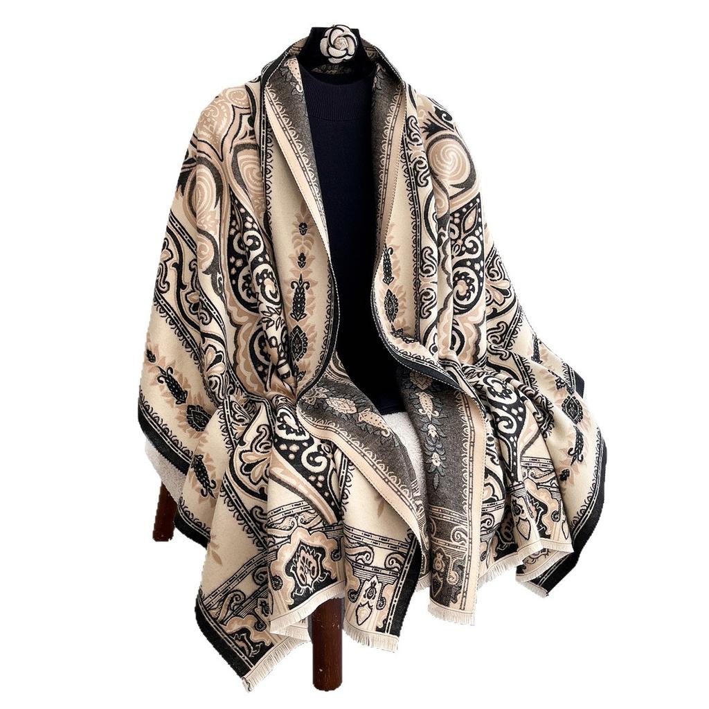 Scarf Women'S Autumn And Winter High-End Imitation Cashmere Shawl Dual-Purpose Versatile Thickened Warm Scarf