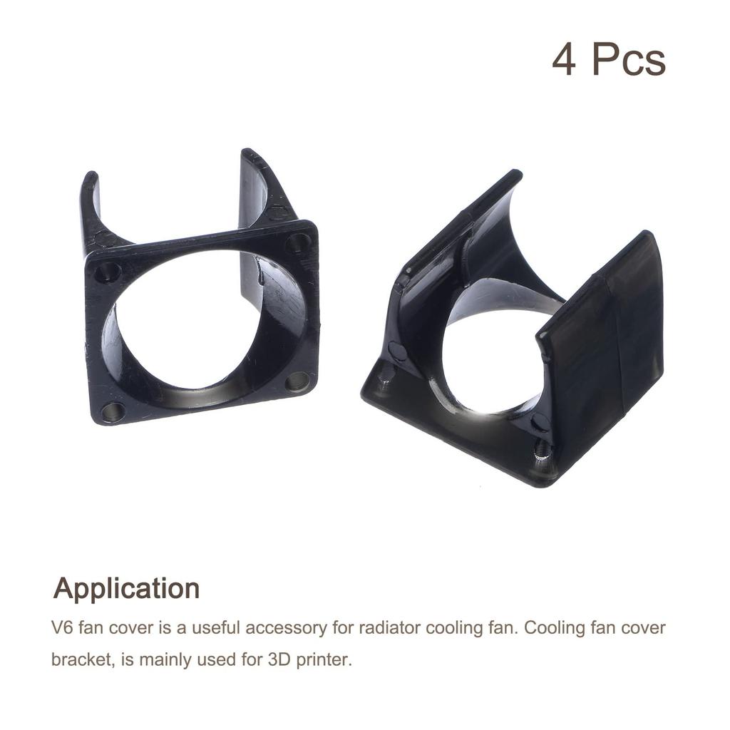 Uxcell V6 Fan Cover, Radiator Cooling Fan Cover, Black, for 3D Printers, 4 Pieces