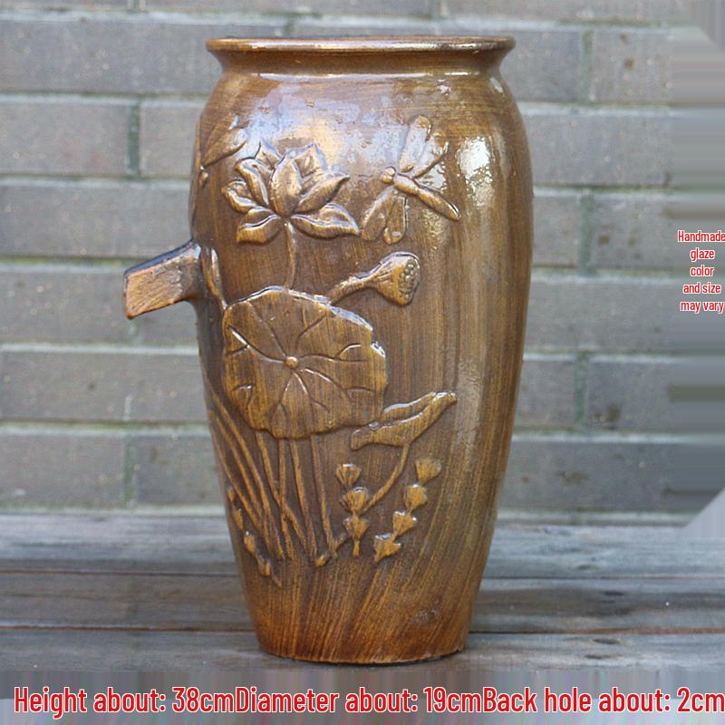 Handcrafted Ceramic Fish Tank with Waterfall Filtration - Chinese Style Aquatic Decor
