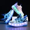 Girls' Two-Wheel Flashing Roller Skates - Mesh Sneakers for Kids