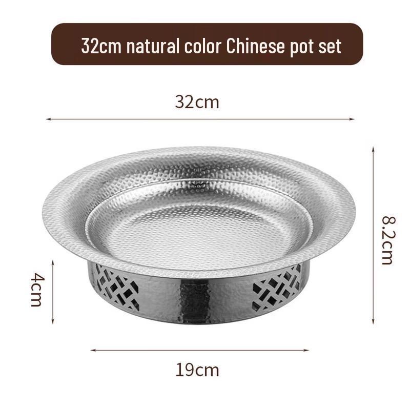 KANGFUTAO 304 Stainless Steel Commercial Dry Pot Set with Alcohol Stove 32cm