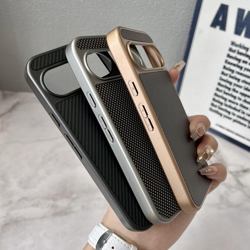 Luxus-Kohlefaser-Texturhülle für Google Pixel 9 Pro XL 9 9 Pro Hart-PC Stoßfeste, weiche Kante Einfarbige Telefonabdeckung