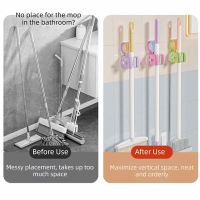 Soporte para Mopa con Ventosa Dopamina Sin Taladro Montado en Pared Estante para Mopa Montado en Pared con Gancho Ahorro de Espacio Colgador de Escoba Baño