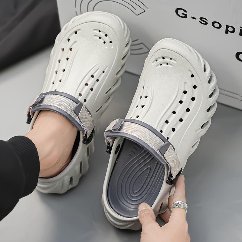 Scarpe da Ciabatta Estive da Uomo con Fondo Spesso, Traspiranti, Punta Morbida, Scarpe da Casa Antiscivolo Resistenti all'Usura, Tacco Piatto in Eva, Soletta Ammortizzata