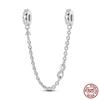 Star Moon Slide Safety Chains Charms 925 Sterling copper Heart Evil eyes Silicone Spacer Beads Fit Original Bracelet DIY Zircon
