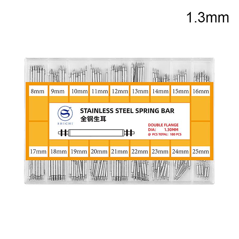 

360 шт. Набор инструментов для ремонта часов Штифты для ремешка часов Штифты для снятия пружинных стержней 8 9 10 11 12 13 14 15 16 17 18 19 20 21 22 23 24 25 мм 1.3mm