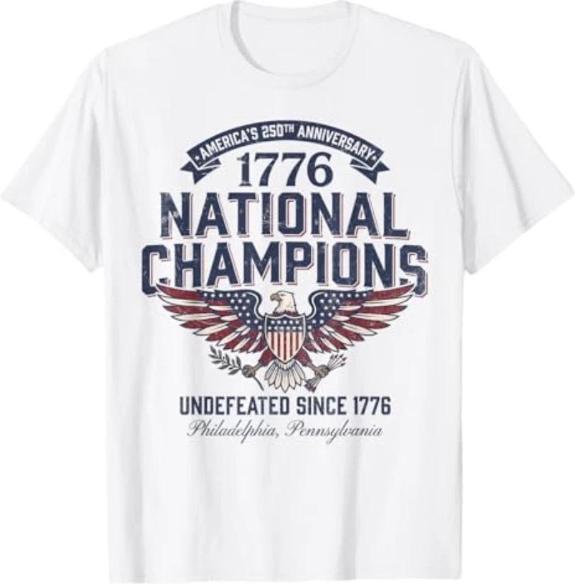 July 4th 1776 National Champions America 250th Anniversary T-Shirt L