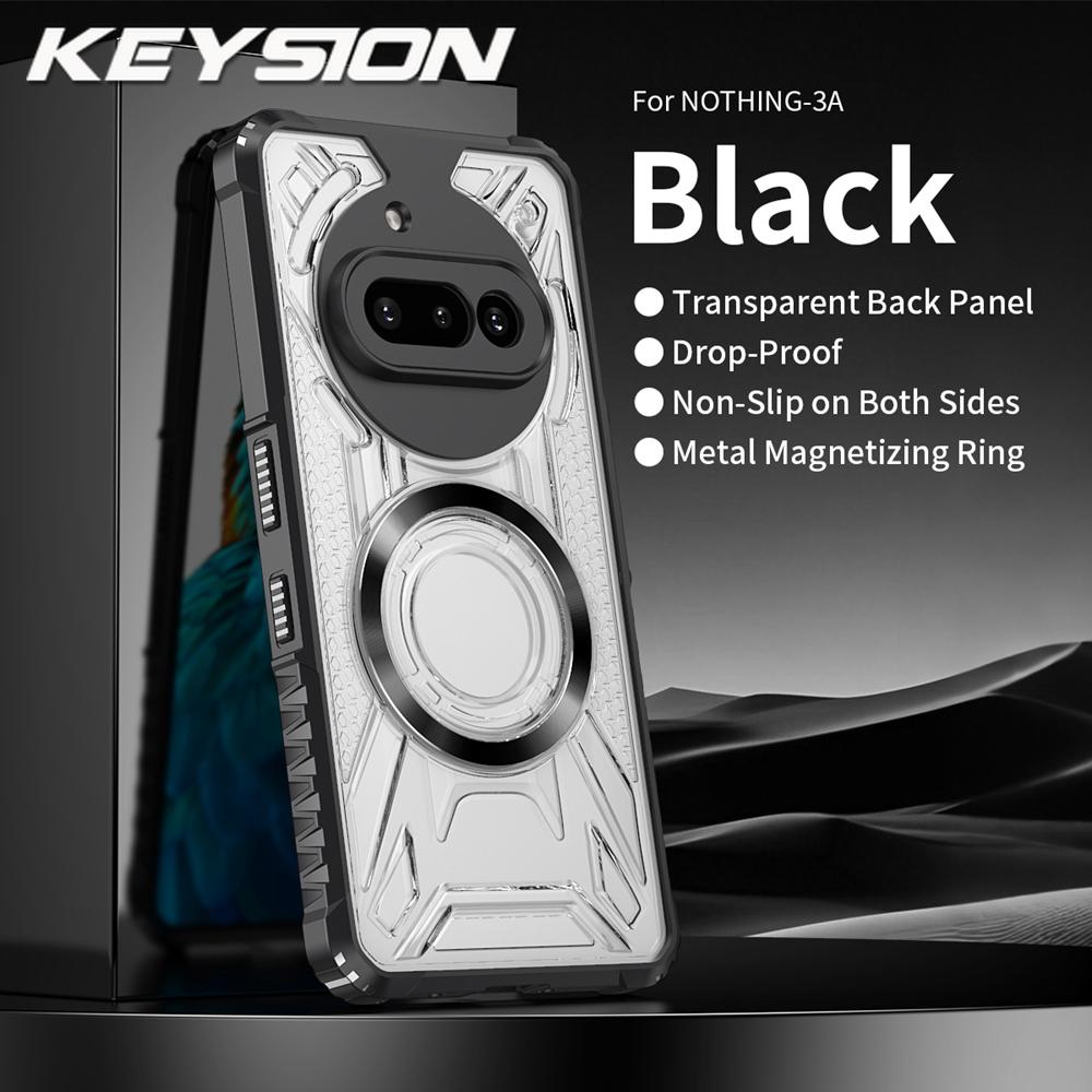 KEYSION Transparent Magnetic Case for Nothing Phone 3A Pro Silicone+PC Heavy Duty Shockproof Phone Cover for Nothing Phone 3A