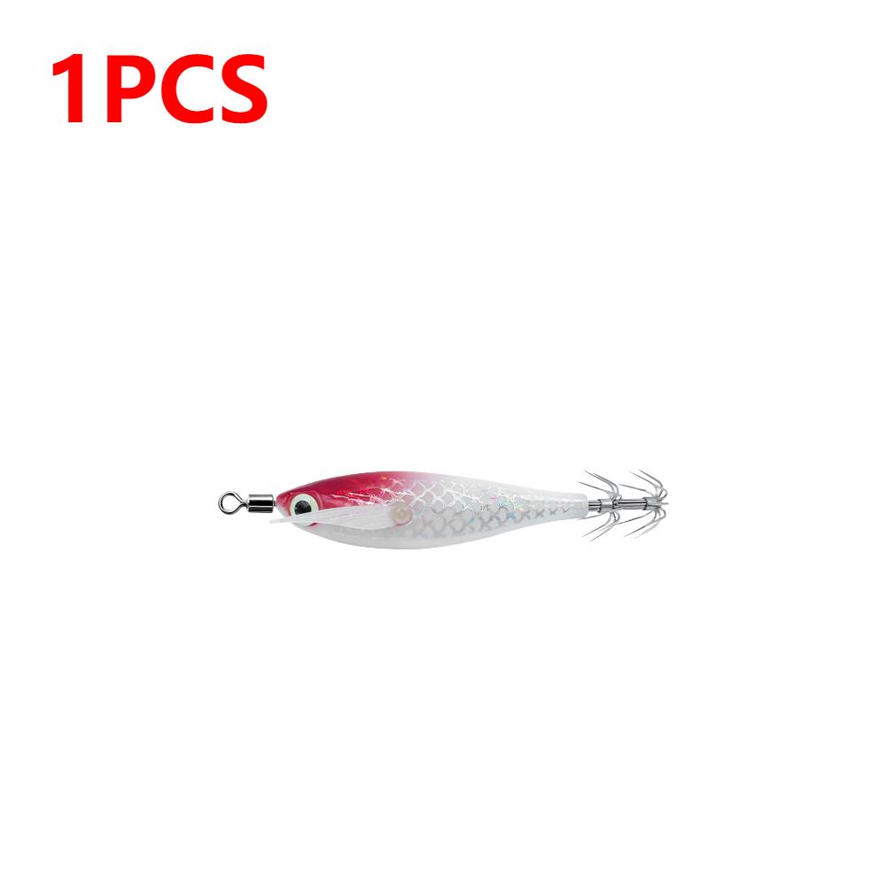 1-3 Stück leuchtender Tintenfischköder Haken Salzwasser Angelköder Künstliches Ei Holzgarnele Köder Meeresfischen Oktopus Sepia Tintenfischköder