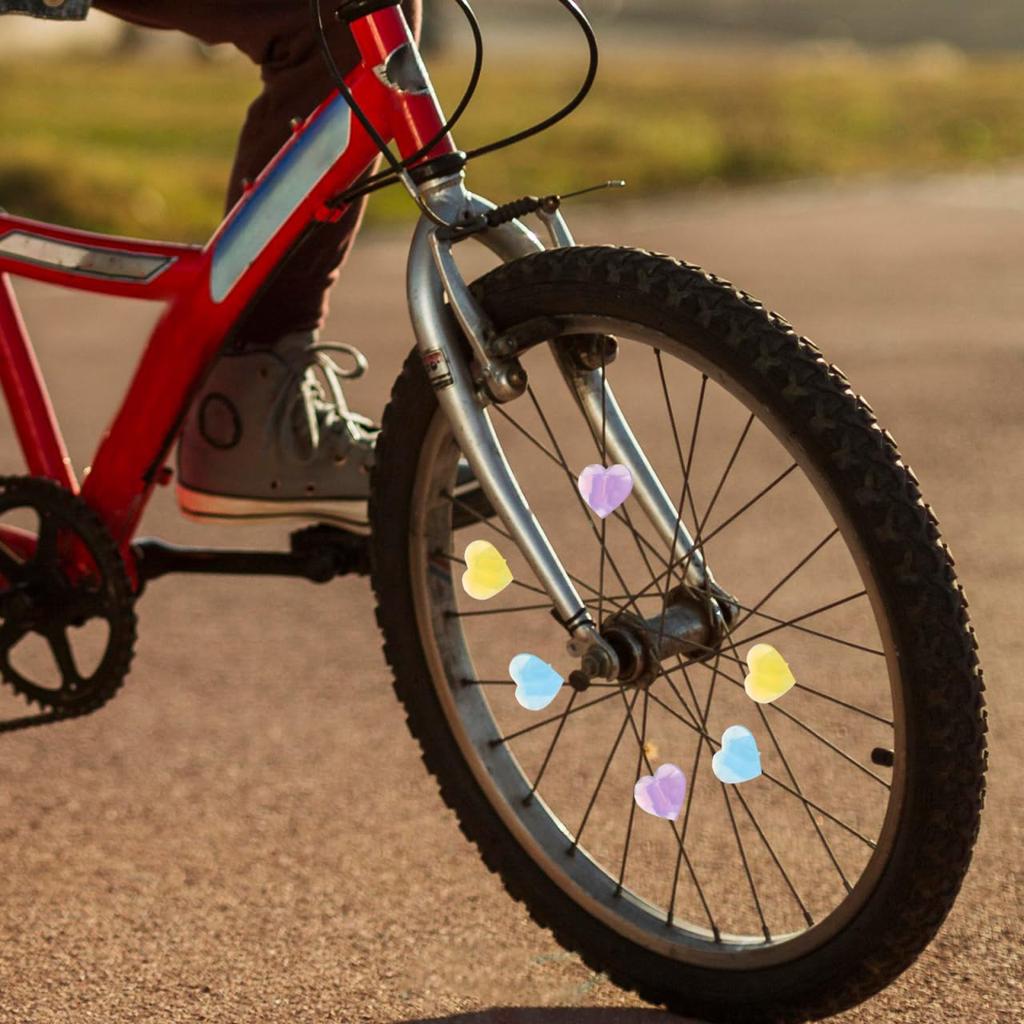 OUNONA Bicycle Wheel Spokes Decorative Heart Cute Character for Adults and Set of Plastic Decorations Accessories, Parts, Shape, Design, Stylish,