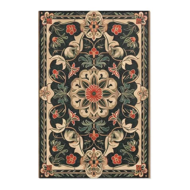 Lila Persischer Bereichsteppich Dunkel Floral Schlafzimmerteppich Modern Klassisch Fusion Wohnzimmer Art Deco Teppich Waschraum Fußmatte