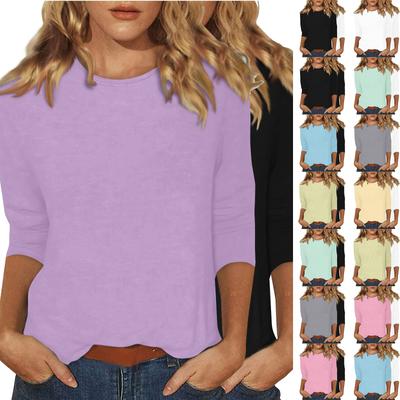 Women's Fashion Daily Versatile Casual O-Neck Three Quarter Sleeve  Top