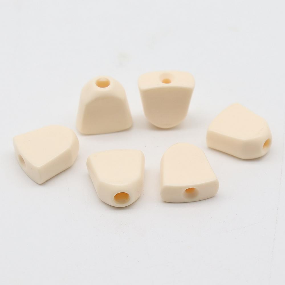 6pcs Wooden folk Electric Guitar Tuners handle Button head hat handle Plastic Trapezoid  hand Cream color