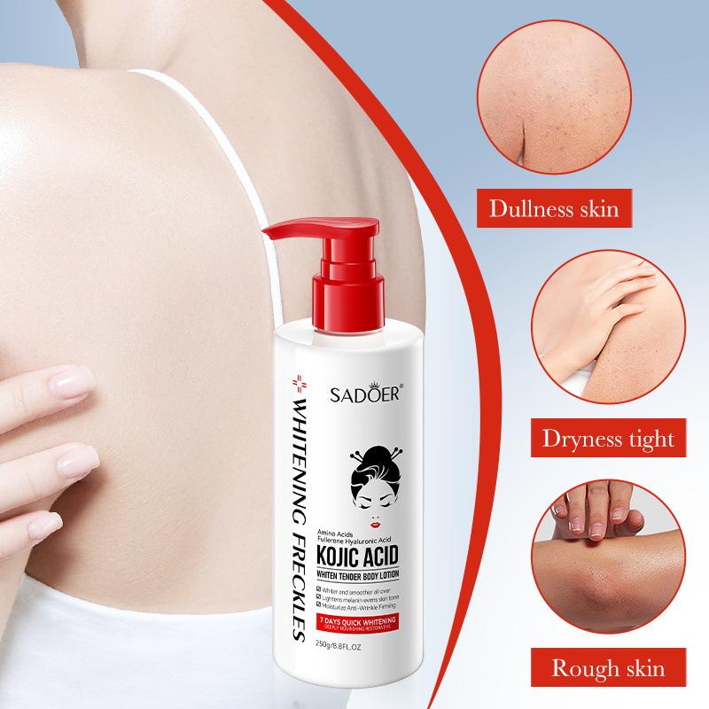 Kojicsyre Whitening Body Lotion 250gSADOER Fuktighetsgivende Oppstrammende Foryngende Body Lotion