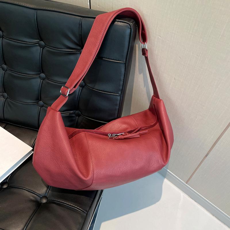 Retro Crossbody Dumpling Bag Capacity PU Soft Leather Simple Casual New Shoulder Bag