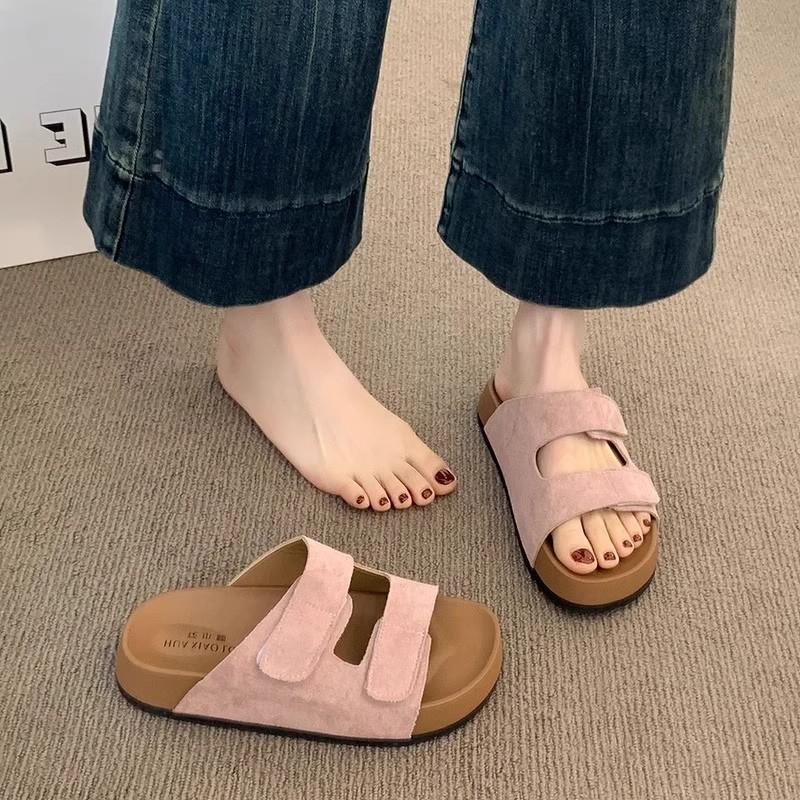 Leather Thick-soled Cool Slippers Women's Summer Wear New with Skirt Casual Beach One-word Sandals