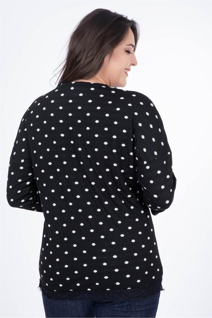 Damen-T-Shirt mit Bluse aus gekämmter Baumwolle in großen Größen und Spitzenrock