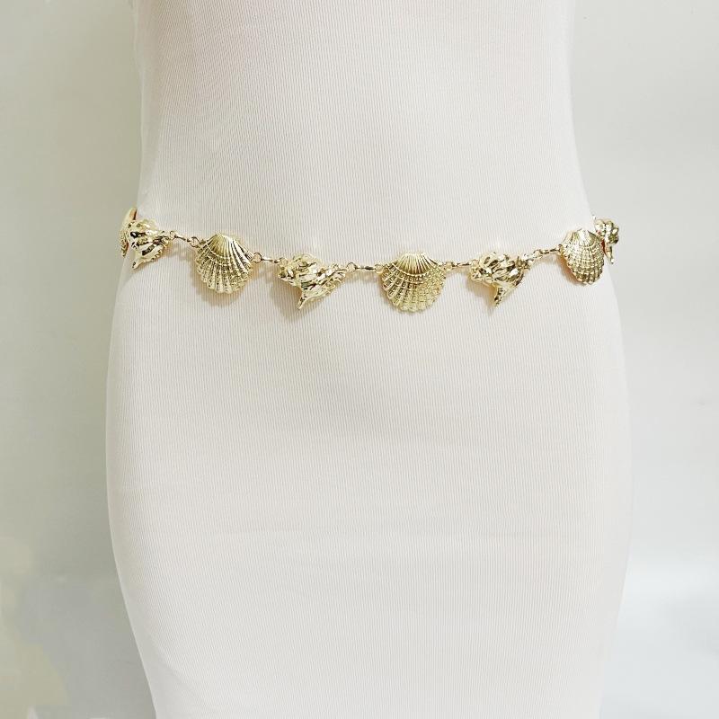 European and American cross-border women's waist decoration metal shell snail waist chain fashionable versatile dress decoration