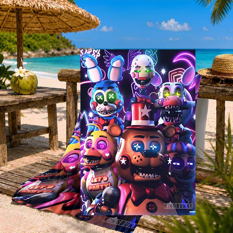 Fnaf Horror Zirkus Strandtuch Mikrofaser Strandtuch, Leicht und Schnelltrocknend, für Sommerreisen, Schwimmbad Fan Geburtstagsgeschenk