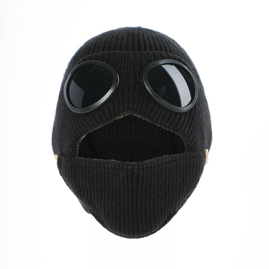 Unisex mask, goggles, beanie hat, cold-weather warm winter knit
