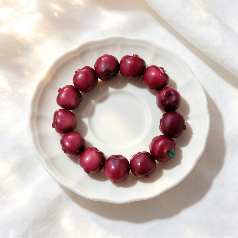 3D Simulation Fruit Beaded Bracelet Resin Pear Charms Adjustable Chain For Teen Girls Daily Party Wear Jewelry Accessories