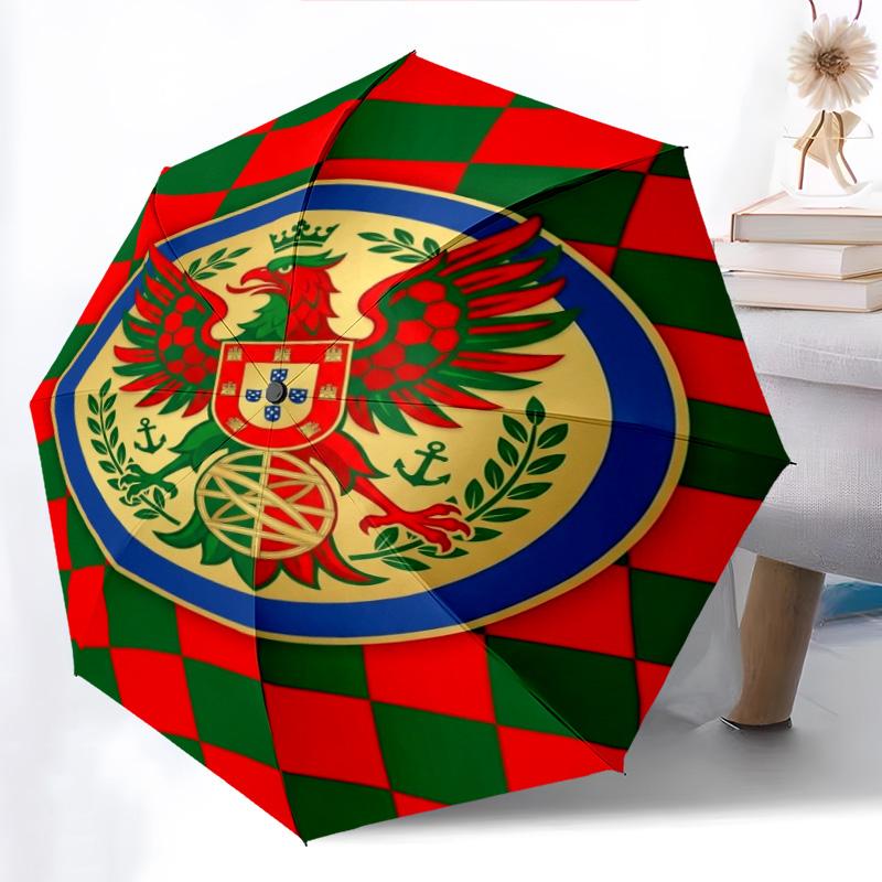Royal Emblem Checkerboard Background Folding umbrella Umbrella travel light Umbrella Sun umbrella