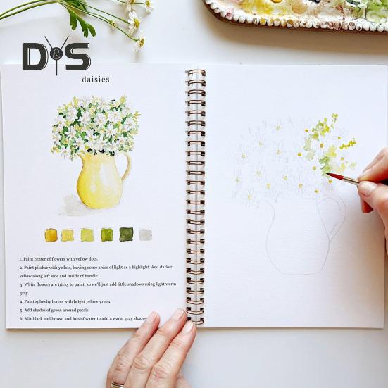 Aquarell-Arbeitsbuch, 24 Farben, Aquarell-Malset mit Pinseln, spiralgebundenes Wassermalbuch, Kunsthandwerksgeschenke für Anfänger