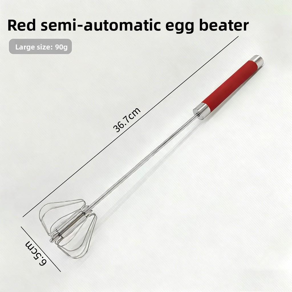 Stainless Steel Handheld Egg Beater With Rotating Whisk For Baking And Cooking