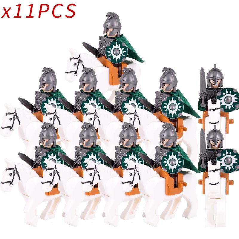 Mittelalterlicher Ritter Lord Rohan Krieger Helm Schild Waffe Rüstung Zubehör Königliche Garde Figuren Bausteine Kinderspielzeug Geschenke