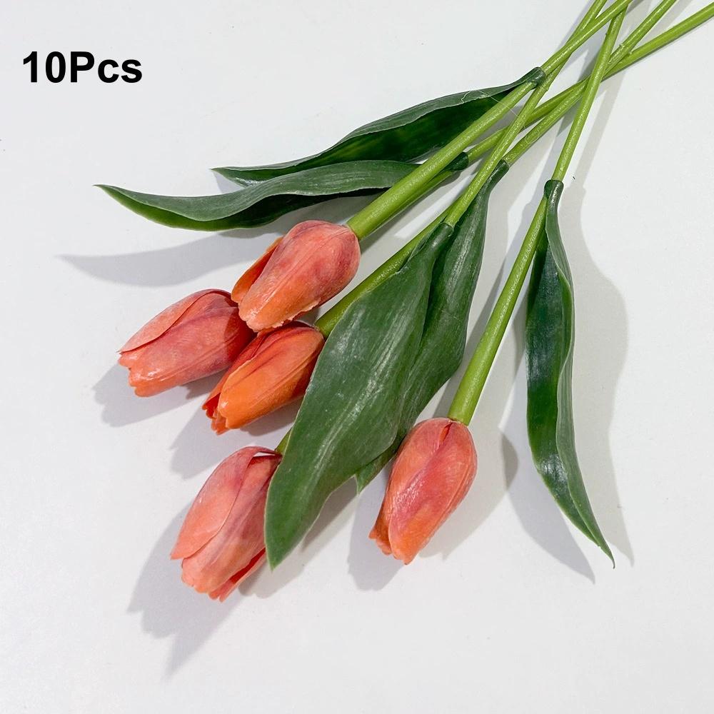 

10Pcs Simulated Artificial Tulip Bouquets, Mini Artificial Flowers, Home Decoration, Holiday and Wedding Decorations оранжевый