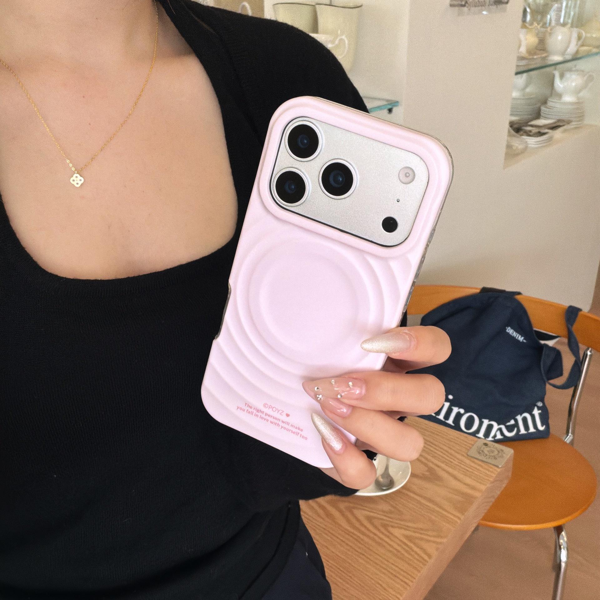 

Pink Wave Magnetic Puppy Stand for iPhone 16/15/17 Pro Max Case iPhone 16 Pro Max