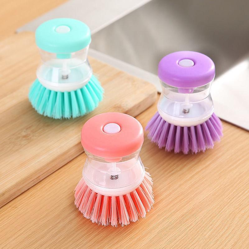 Brosse à vaisselle à distribution automatique de liquide – Nettoyant à huile antiadhésif pour le nettoyage des casseroles de cuisine