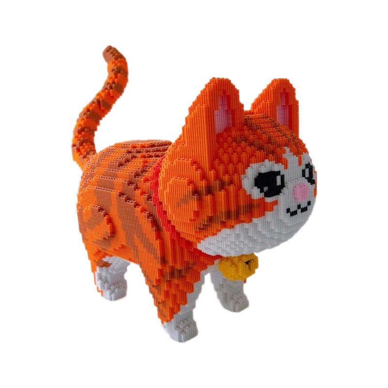 2025 Orange Cat Toy Compatible with LEGO Bricks - DIY Handmade Ornament & Children's New Year Gift