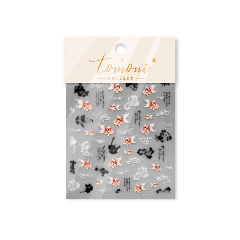 Tomoni & Moshishanfen Chinese Style Koi Glitter Nail Art Stickers - Trendy Instagram Nail Decor
