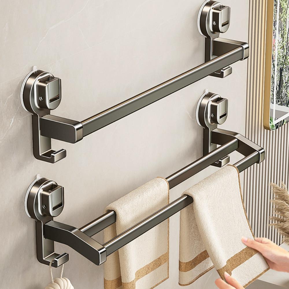 with Hook Suction Cup Towel Pole Punching Free Towel Storage Hanger Bathroom Towel Rack  Hotel