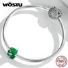 WOSTU 925 Sterling Silber Niedlicher grüner Krokodilanhänger mit großen Augen Passend für Original-Armband und Halskette DIY Schmuck