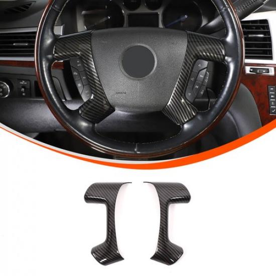 ABS Carbon Style Steering Wheel Button Frame Trim Cover For Hummer H2 2008-2009