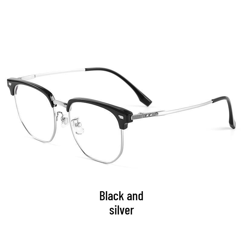 Liliwei Ultralight Semi-Titanium Retro Browline Anti-Blue Light Business Eyeglass Frame.