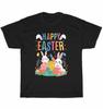 Bunny Colorful Easter Eggs Hunting Happy Easter Day T-Shirt Unisex Tee Gift NEW
