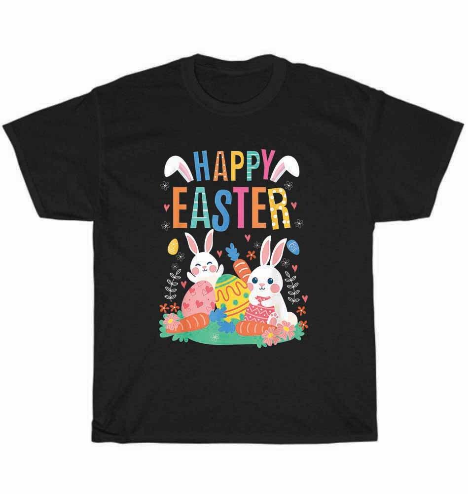 

Bunny Colorful Easter Eggs Hunting Happy Easter Day T-Shirt Unisex Tee Gift NEW S