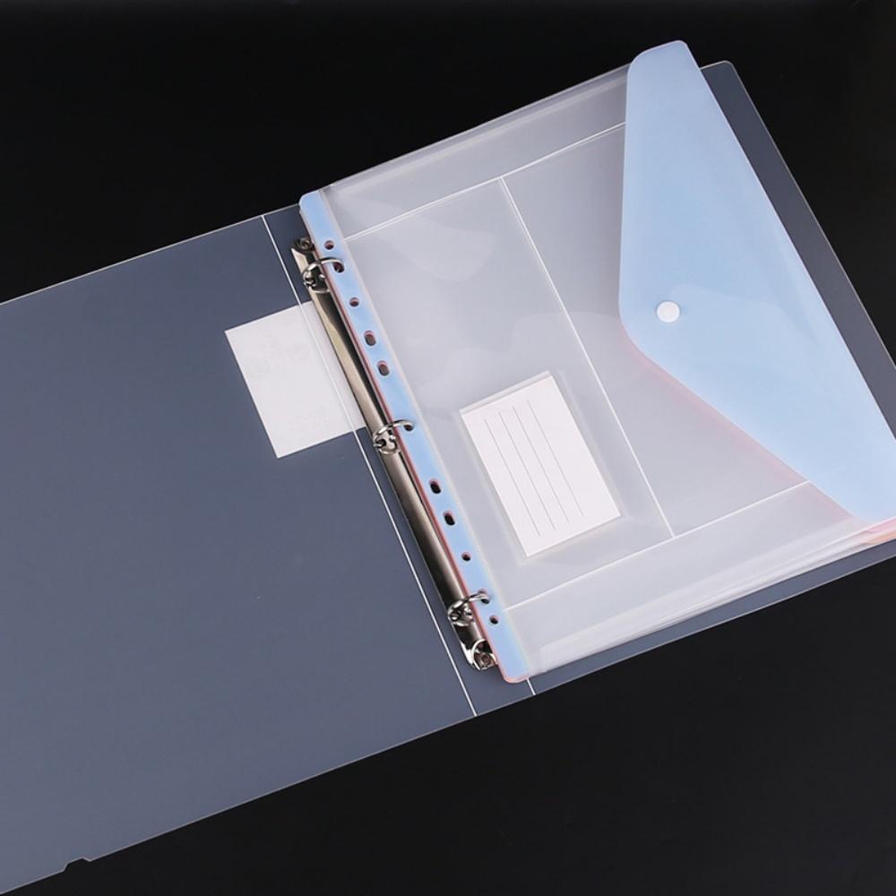 Plastic 11-hole Loose-leaf File Bag Transparent 3-hole Folder+6pcs Binder Pockets Document Pouch for Office and School Supply