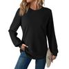 Women's Fashionable Casual Round Neck Solid Color Long Sleeve Top