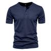 Men Henley Collar Short Sleeve Quick Dry Mesh Casual Sports Loose T Shirt