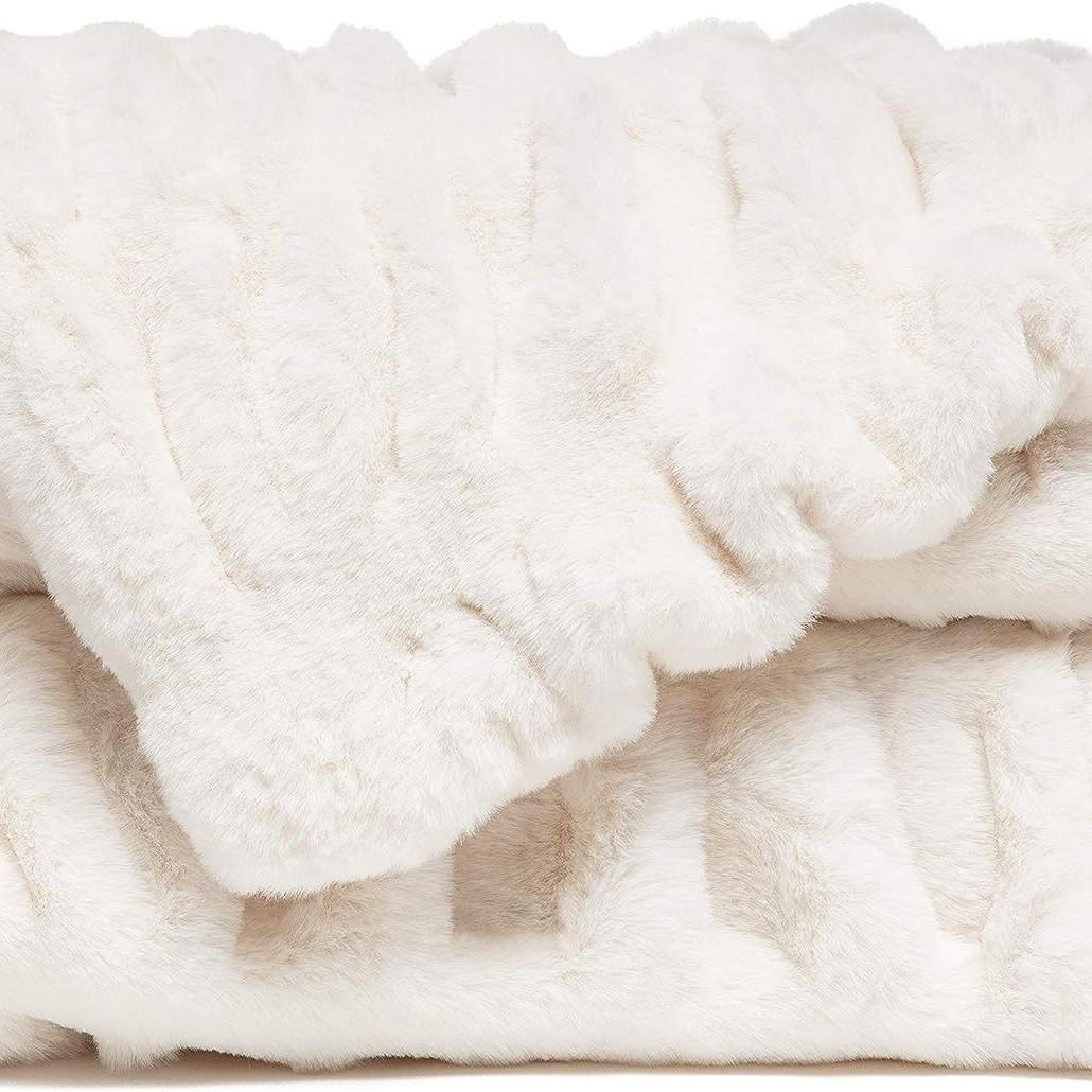 

Плед из спандекса с эластичным принтом тай-дай и кроличьим мехом для осени и зимы - Толстый, теплый, мягкий 127x165 cm