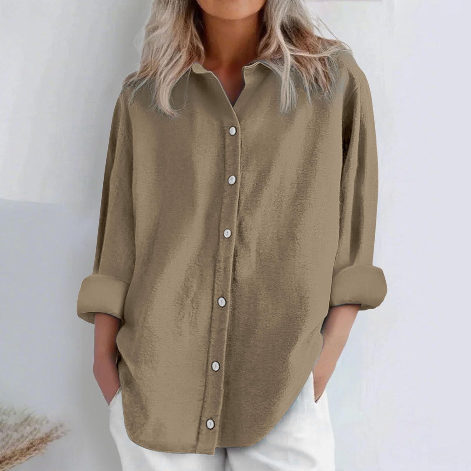 Women s Fashion Casual Colour Cotton Button Cardigan Long Sleeve Top L хаки