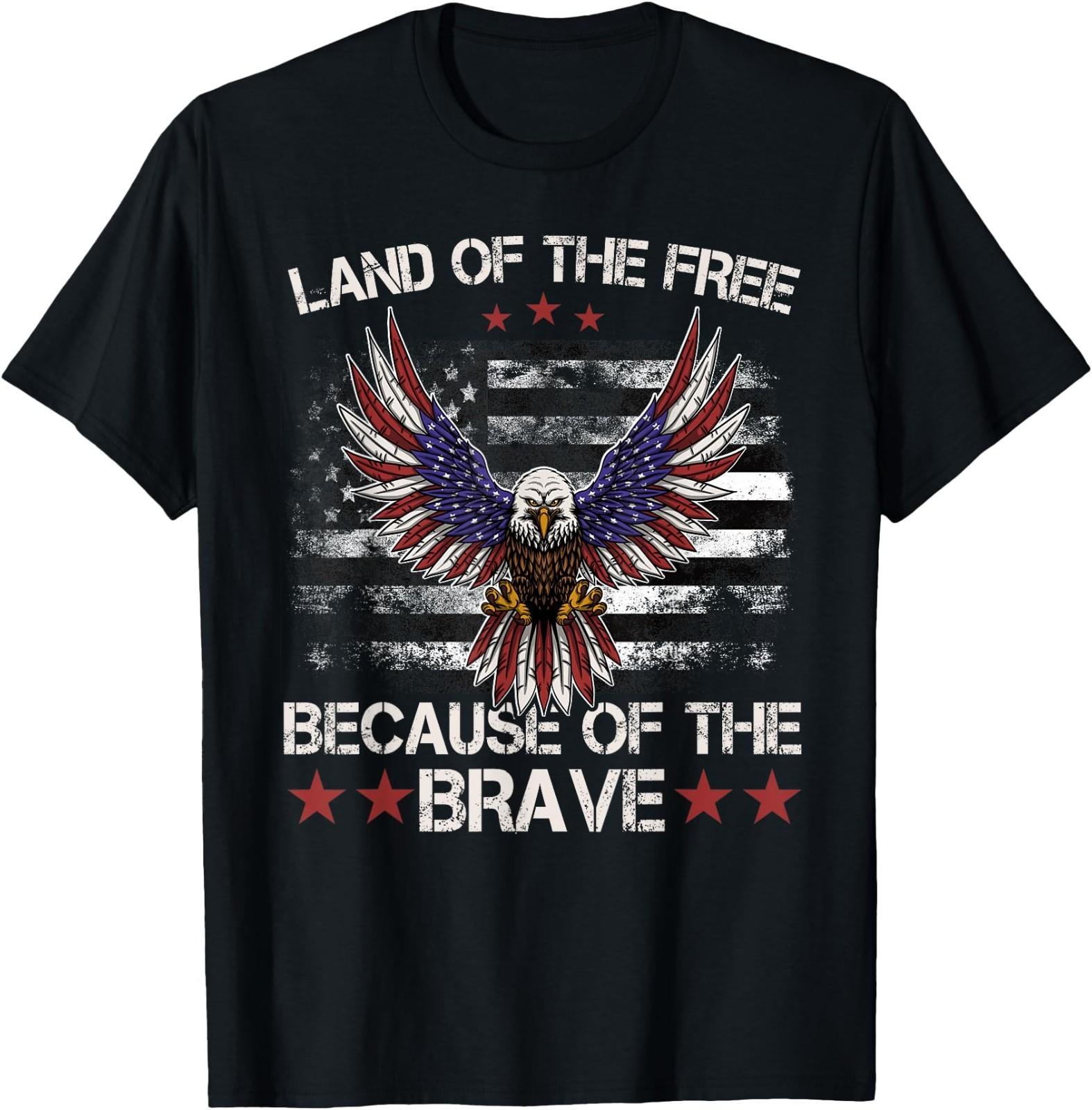America Eagle Land of The Free Because of The Brave T-Shirt XL