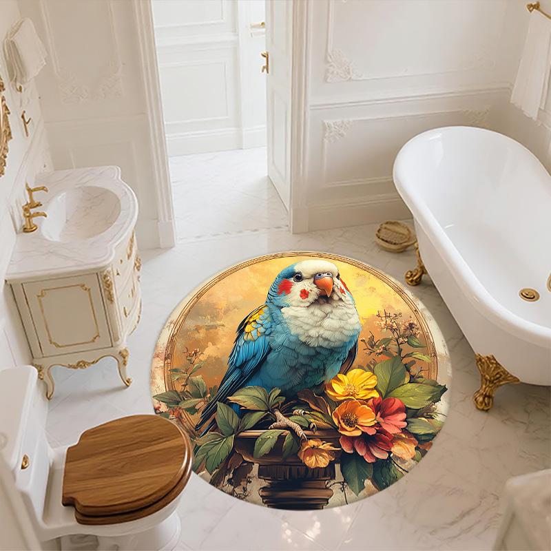 Flowers and Birds,Round Area Rug,Carpet Rug for Living Room Bedroom Sofa Playroom Decor,Non-slip Floor Mat