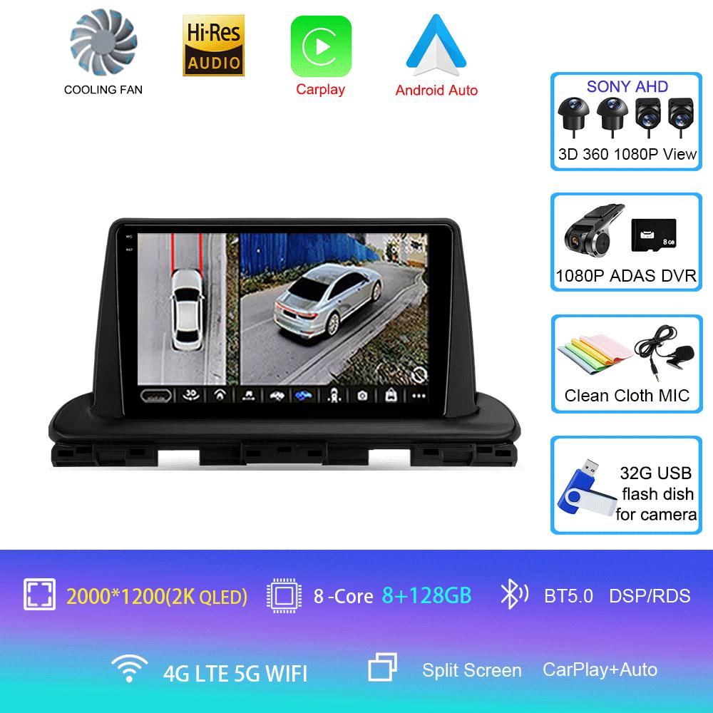 Car Radio Android 14 Carplay Auto 2K Screen BT Multimedia Player For Kia Cerato 4 IV 2018 - 2021 Autoradio Stereo 2din Head Unit