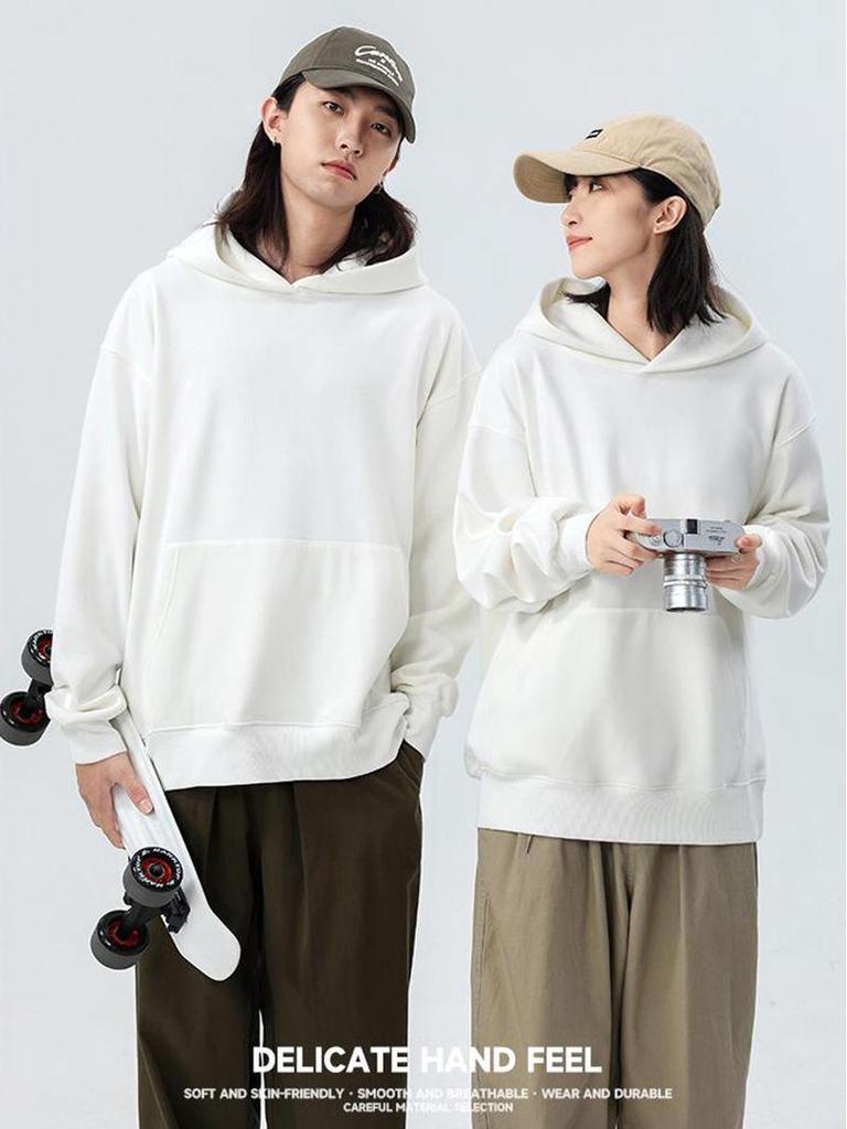 Moletom com Capuz Fleece Ombro Caído 500g com Bolsos – Moletom Grosso de Caimento Solto para Casais