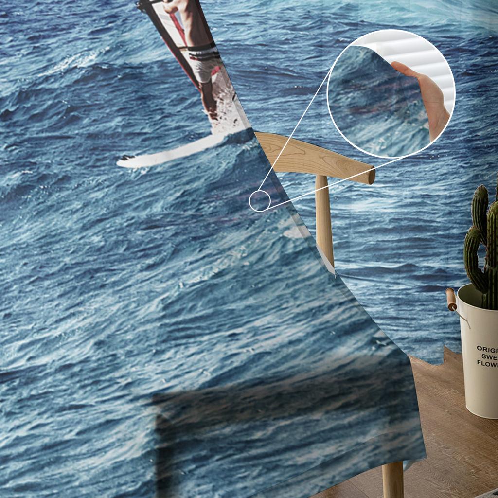 Blue Sea Waves Sailboat Modern Tulle Curtains For Living Room Bedroom Home Kitchen Window Sheer Curtains